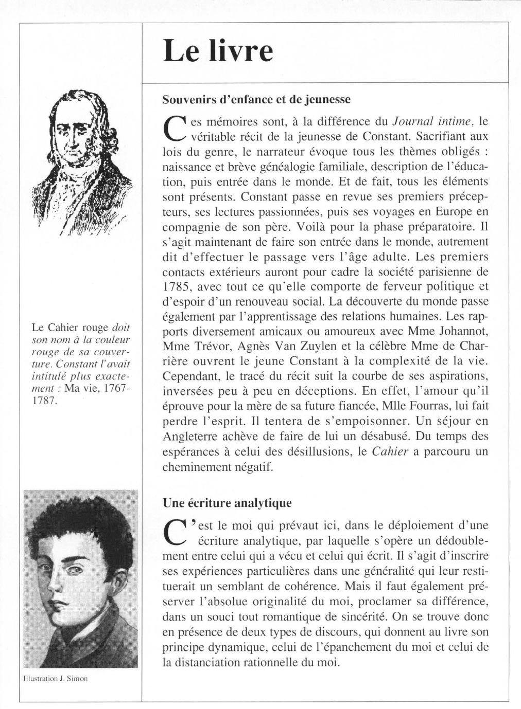Prévisualisation du document Benjamin CONSTANT : Le Cahier rouge