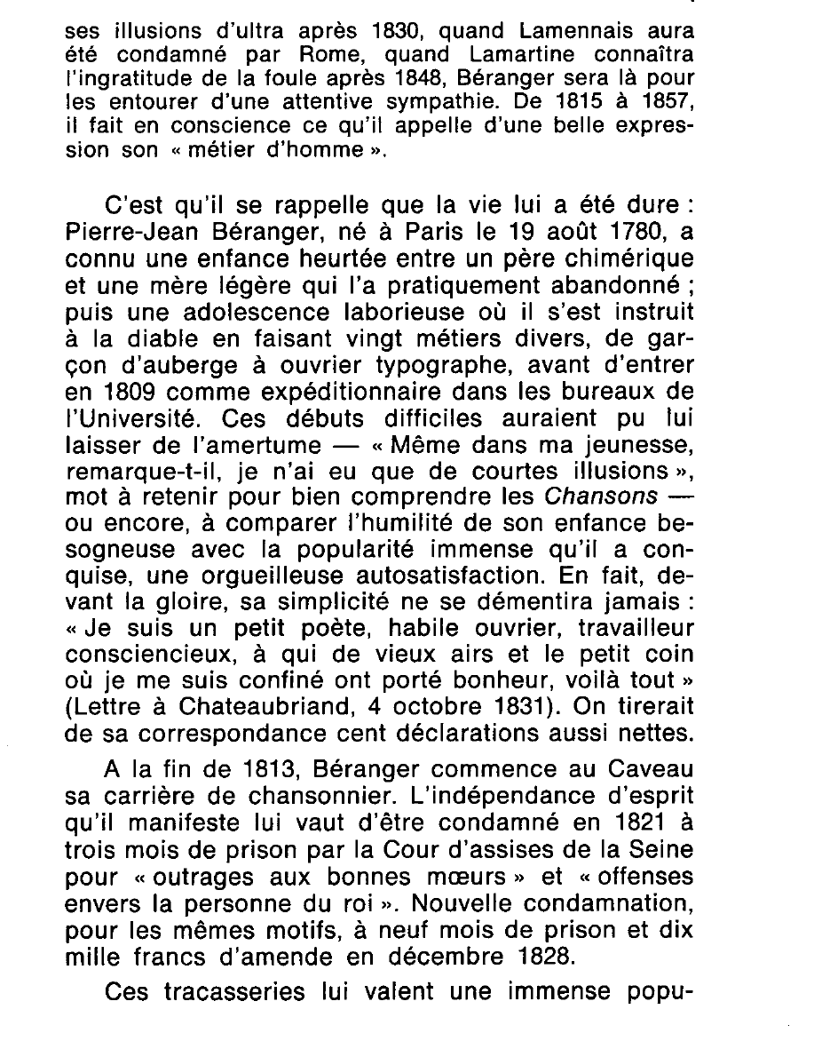 Prévisualisation du document BERANGER (histoire de la littérature)