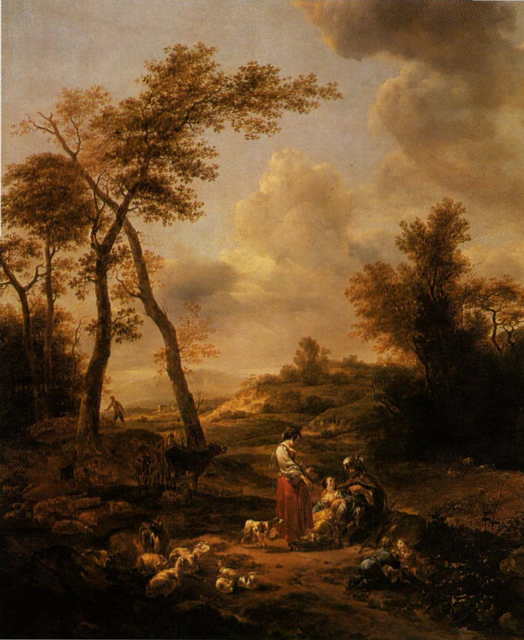 Prévisualisation du document BERCHEM Nicolaes Pietersz : Jacob, Rachel et Léa dans un paysage (analyse du tableau).