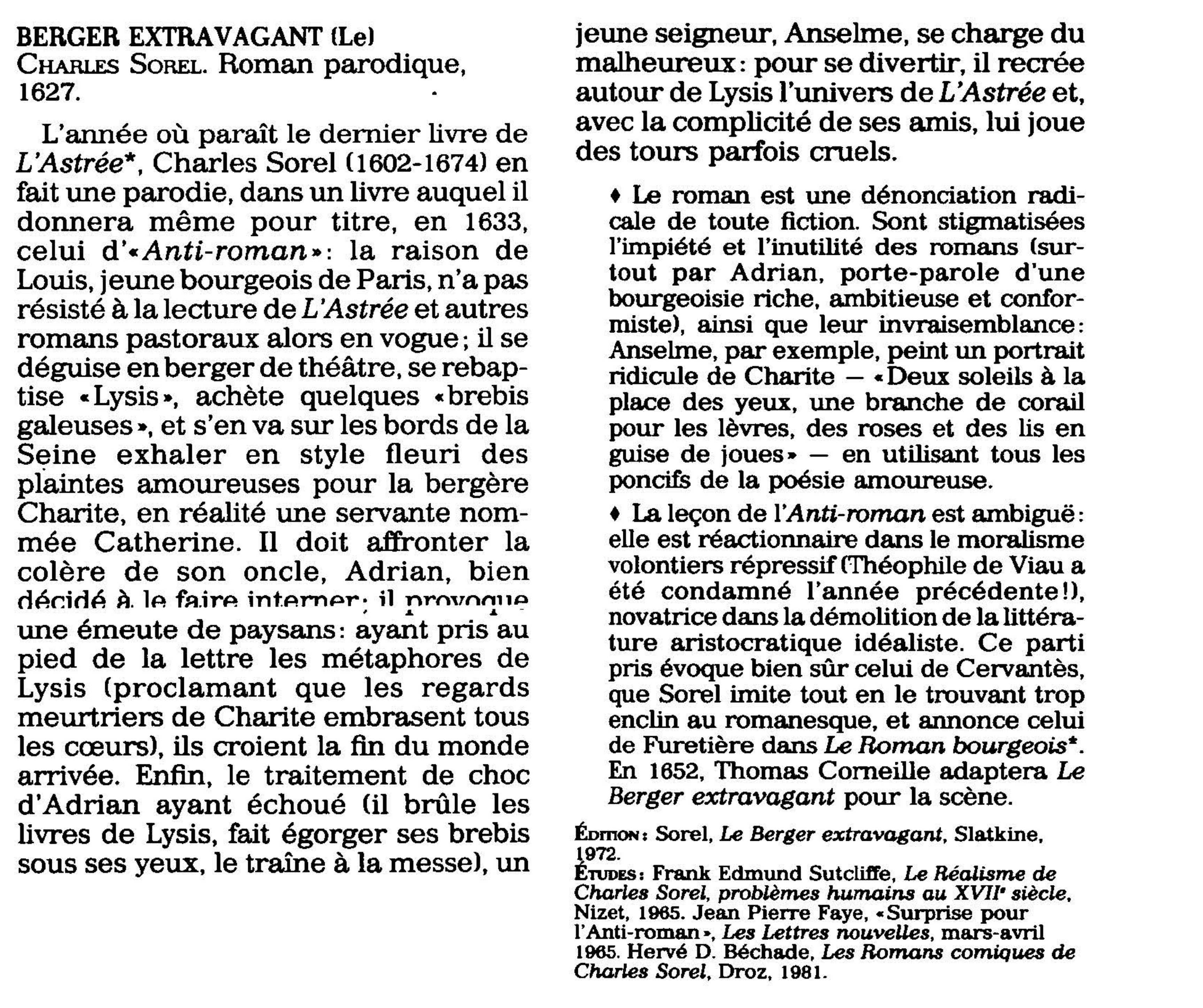 Prévisualisation du document BERGER EXTRAVAGANT (Le)    Charles Sorel - résumé de l'œuvre