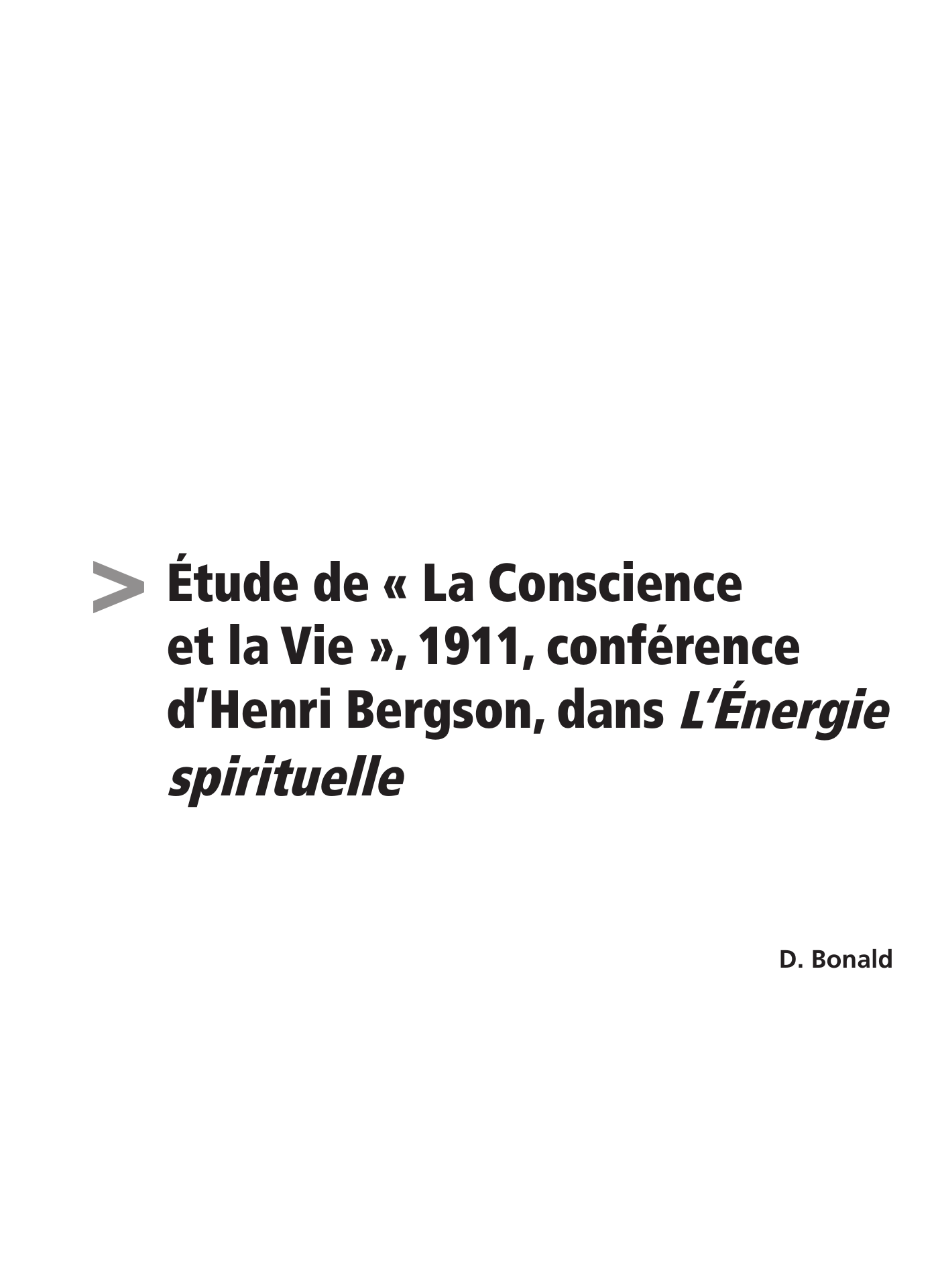 Prévisualisation du document Bergson – La Conscience et la Vie