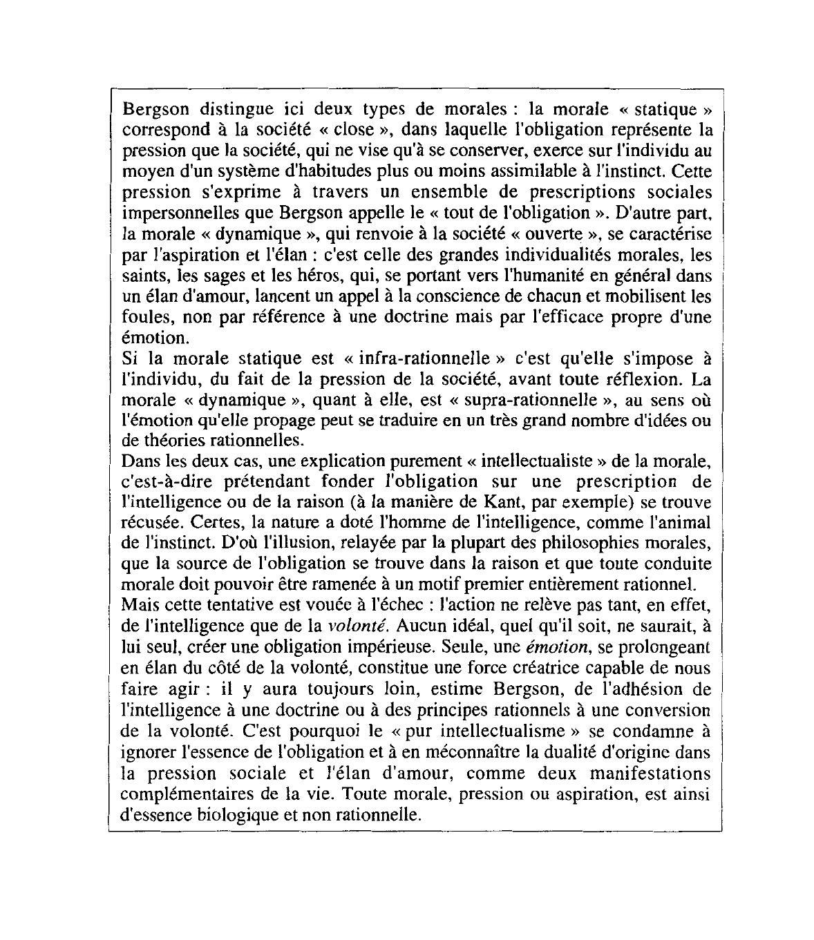 Prévisualisation du document Bergson, Les Deux Sources de la morale et de la religion, éd. du Centenaire, P.U.F., Paris, 1970, p. 1204.