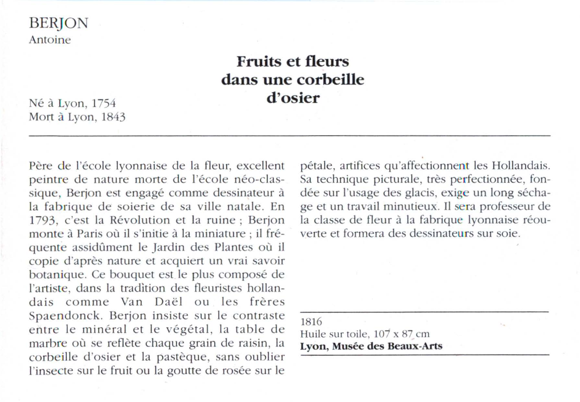 Prévisualisation du document BERJON Antoine :Fruits et fleurs dans une corbeille d'osier
