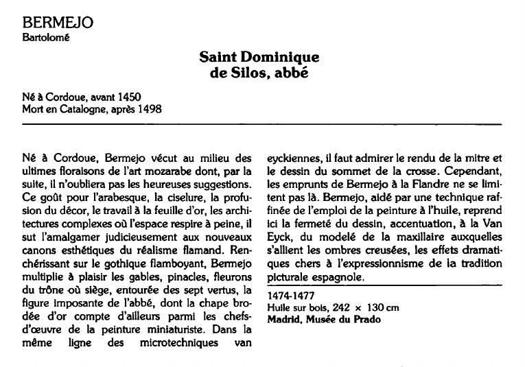 Prévisualisation du document BERMEJOBartolomé:Saint Dominiquede Silos, abbé (analyse du tableau).
