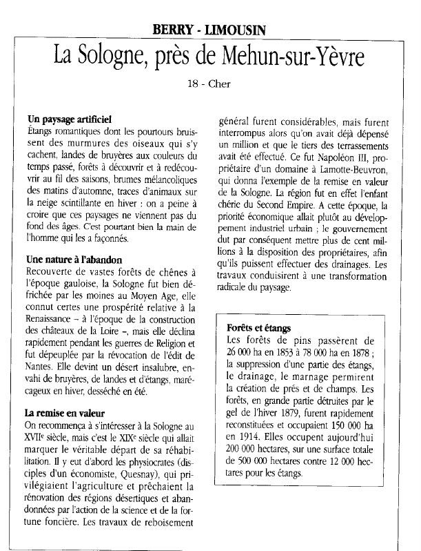 Prévisualisation du document BERRY - LIMOUSINLa Sologne, près de Mehun-sur-Yèvre.