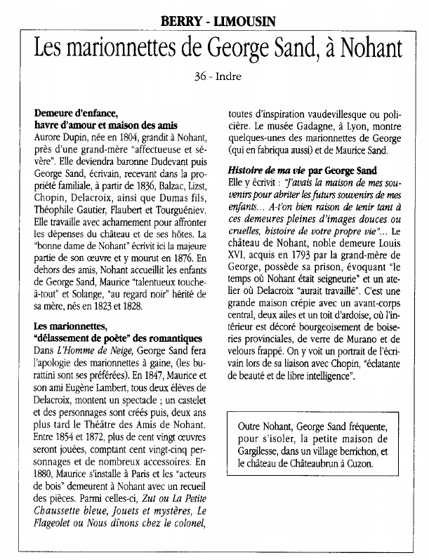 Prévisualisation du document BERRY - LIMOUSINLes marionnettes de George Sand, à Nohant.