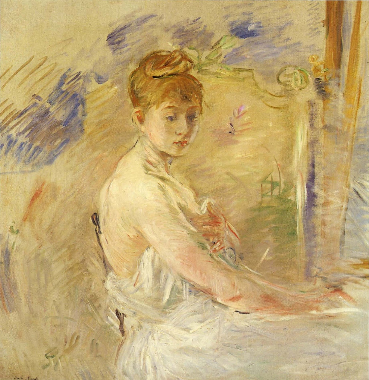 Prévisualisation du document Berthe MORISOT:
JEUNE FEMME SE LEVANT (analyse du tableau).