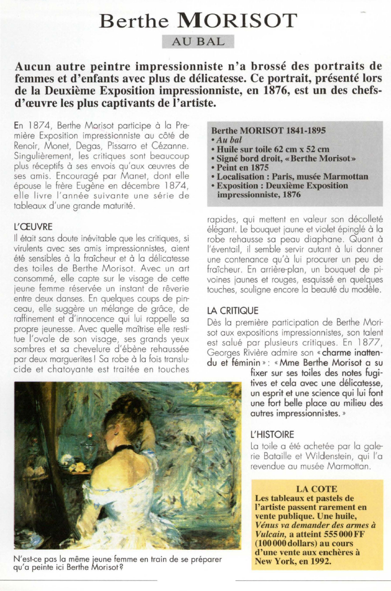 Prévisualisation du document Berthe MORISOT:AU BAL (analyse du tableau).