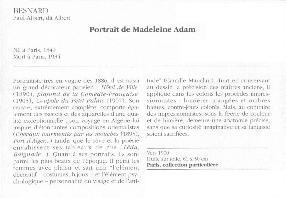 Prévisualisation du document BESNARD Paul-Albert, dit Albert : Portrait de Madeleine Adam