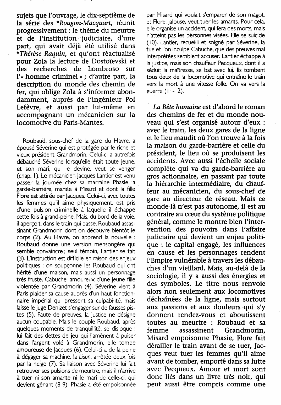 Prévisualisation du document Bête humaine (la) d'Émile Zola (fiche de lecture et critique)
