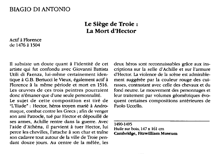 Prévisualisation du document BIAGIO DI ANTONIO:Le Siège de Troie :La Mort d'Hector (analyse du tableau).