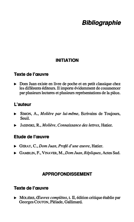 Prévisualisation du document Bibliographie - Dom Juan de Molière