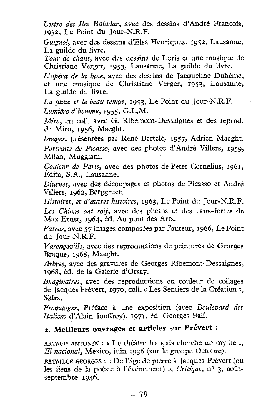 Prévisualisation du document > Bibliographie sur Paroles de Prévert