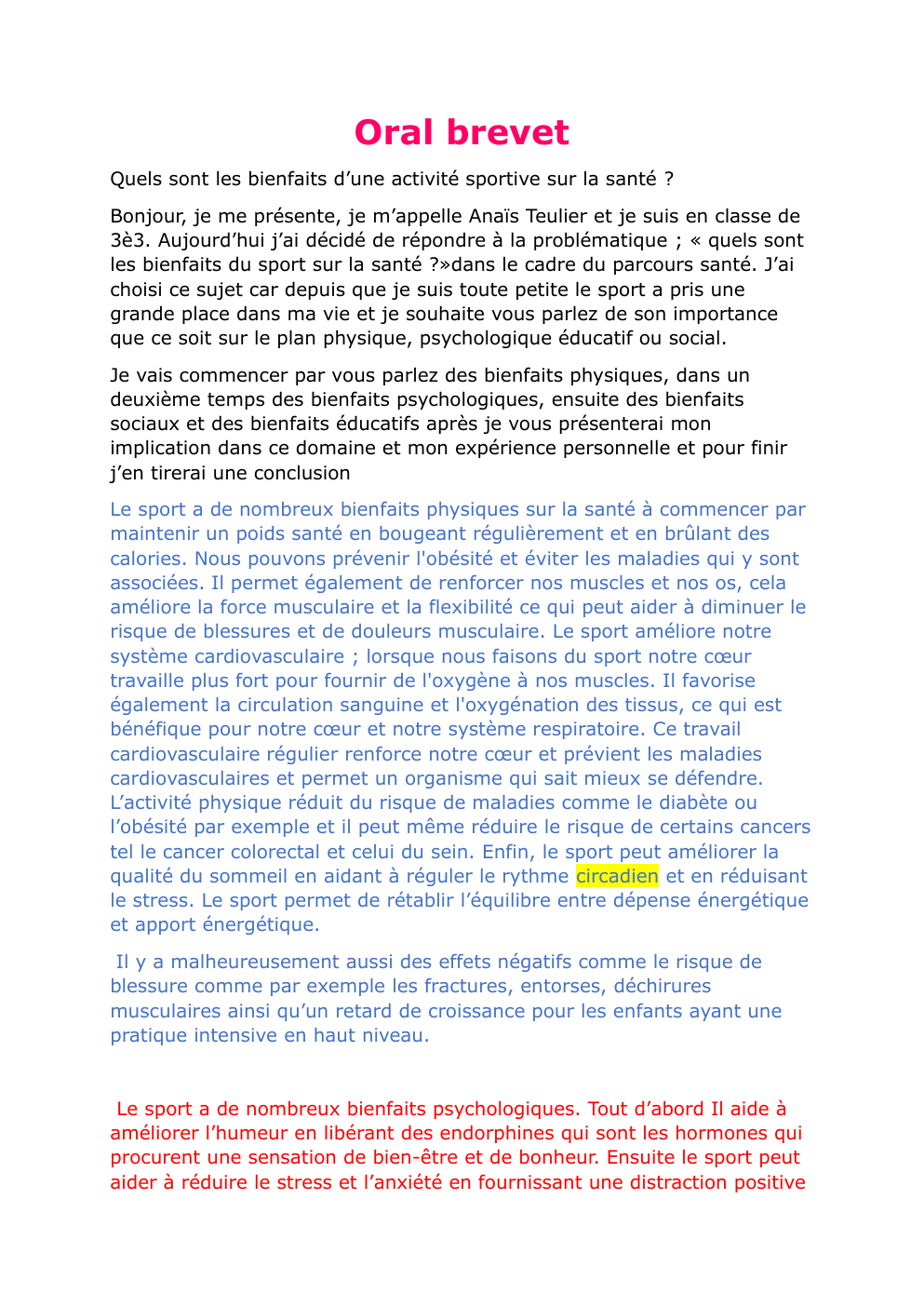 Prévisualisation du document bienfait du sport brevet