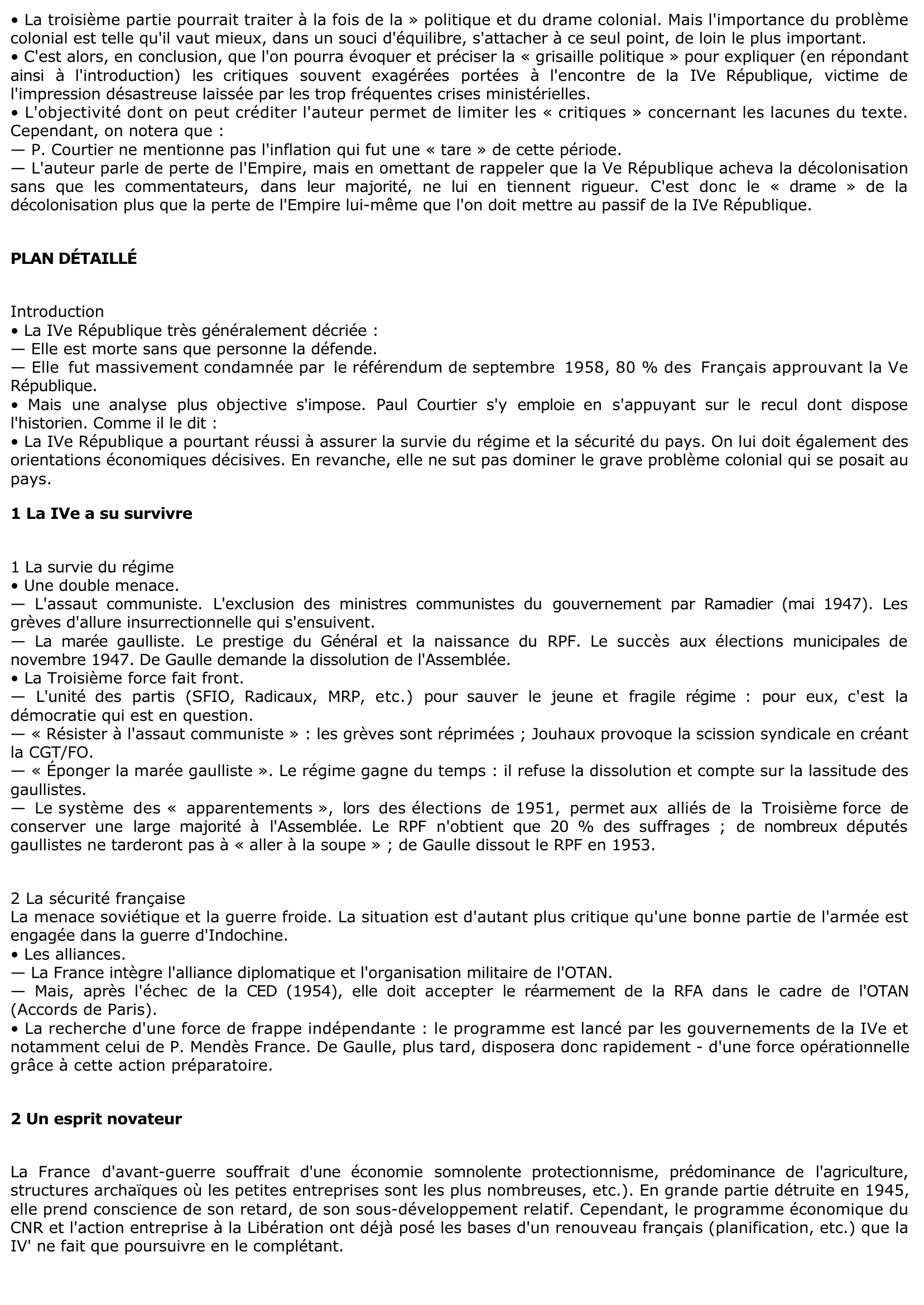 Prévisualisation du document Bilan de la IVe République - Analyse de document