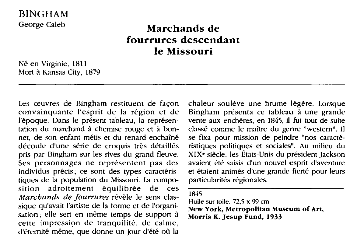 Prévisualisation du document BINGHAM George Caleb : Marchands de fourrures descendant le Missouri