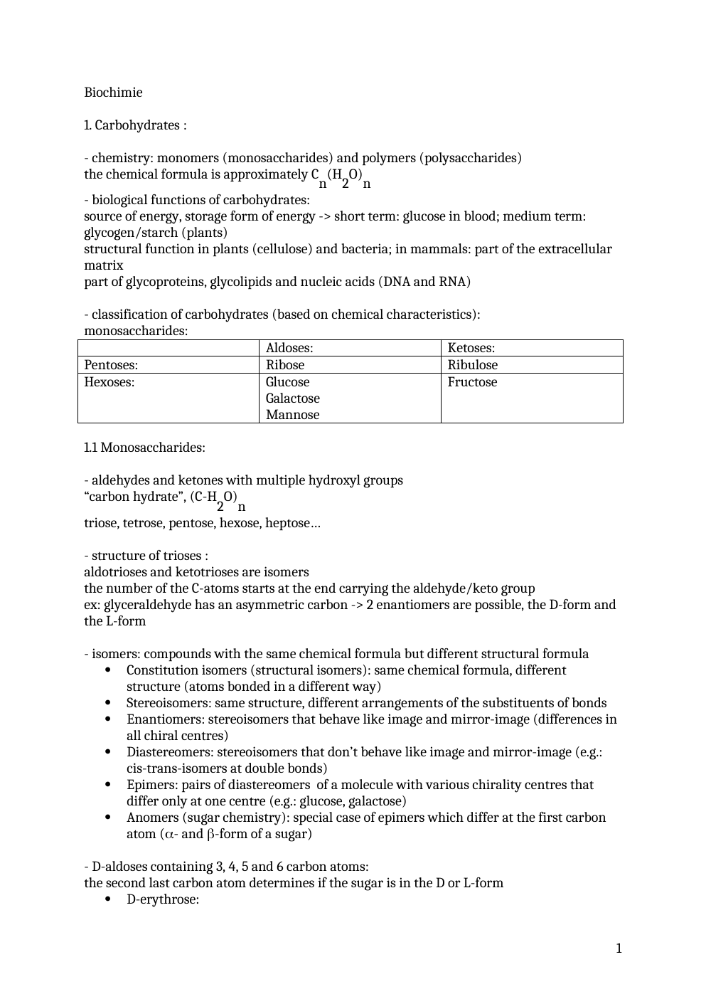 Prévisualisation du document Biochemistry Notes summary