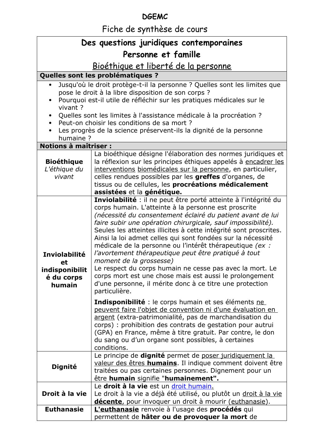 Prévisualisation du document Bioéthique dans le droit