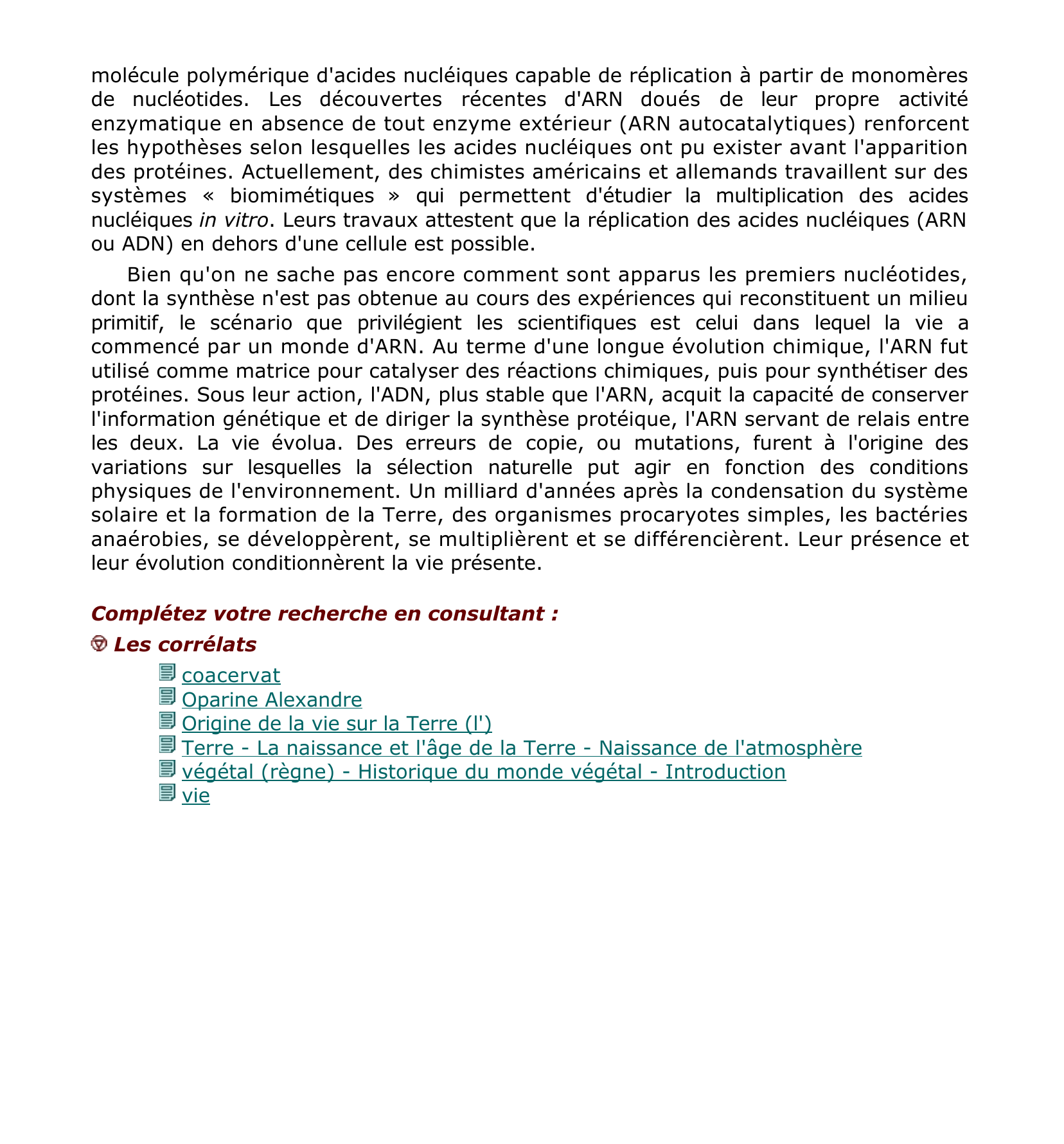 Prévisualisation du document biogenèse - encyclopédie.