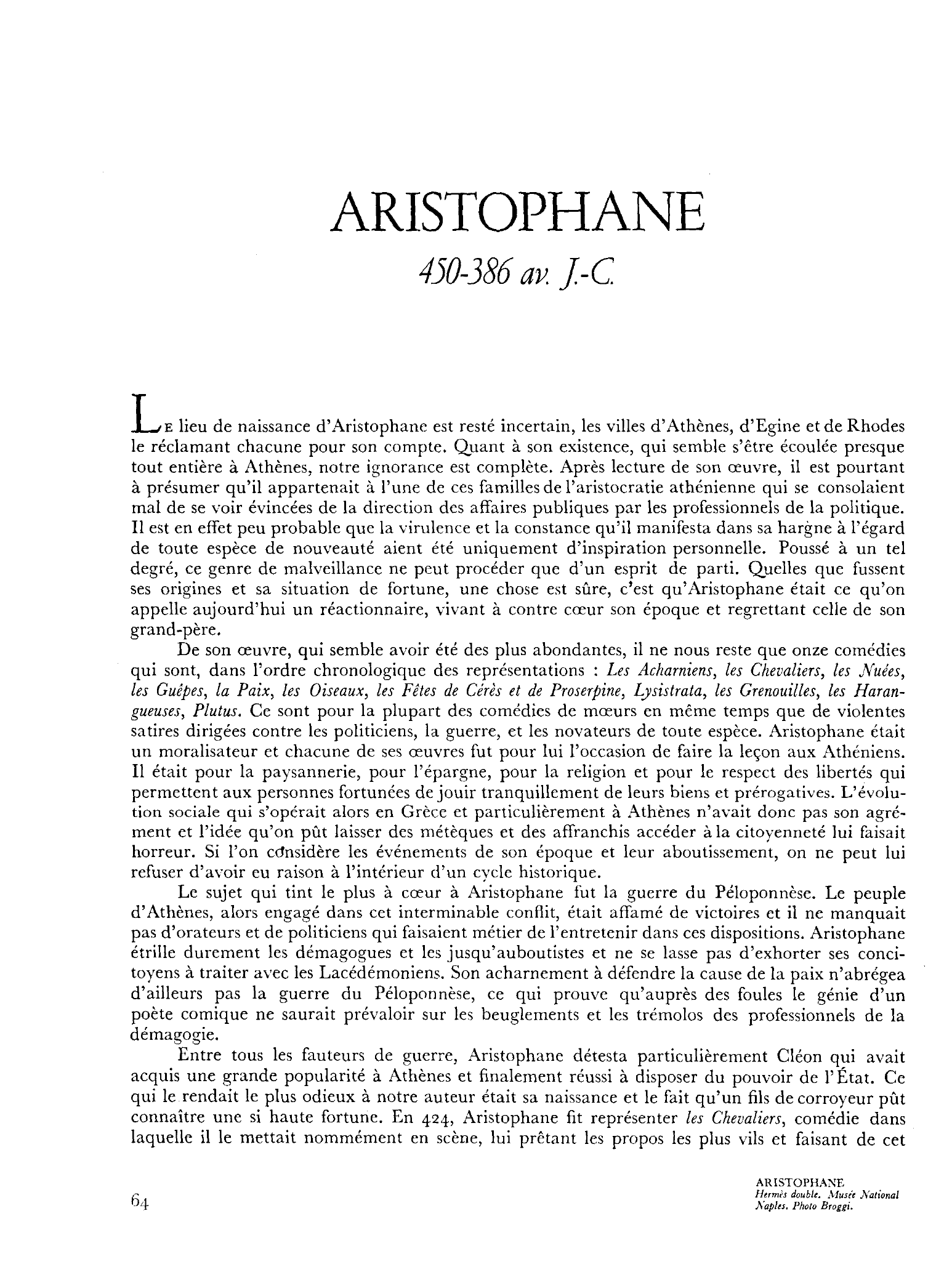 Prévisualisation du document Biographie: ARISTOPHANE