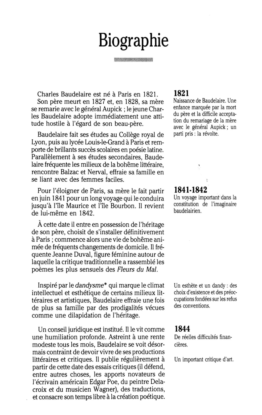Prévisualisation du document Biographie Charles Baudelaire