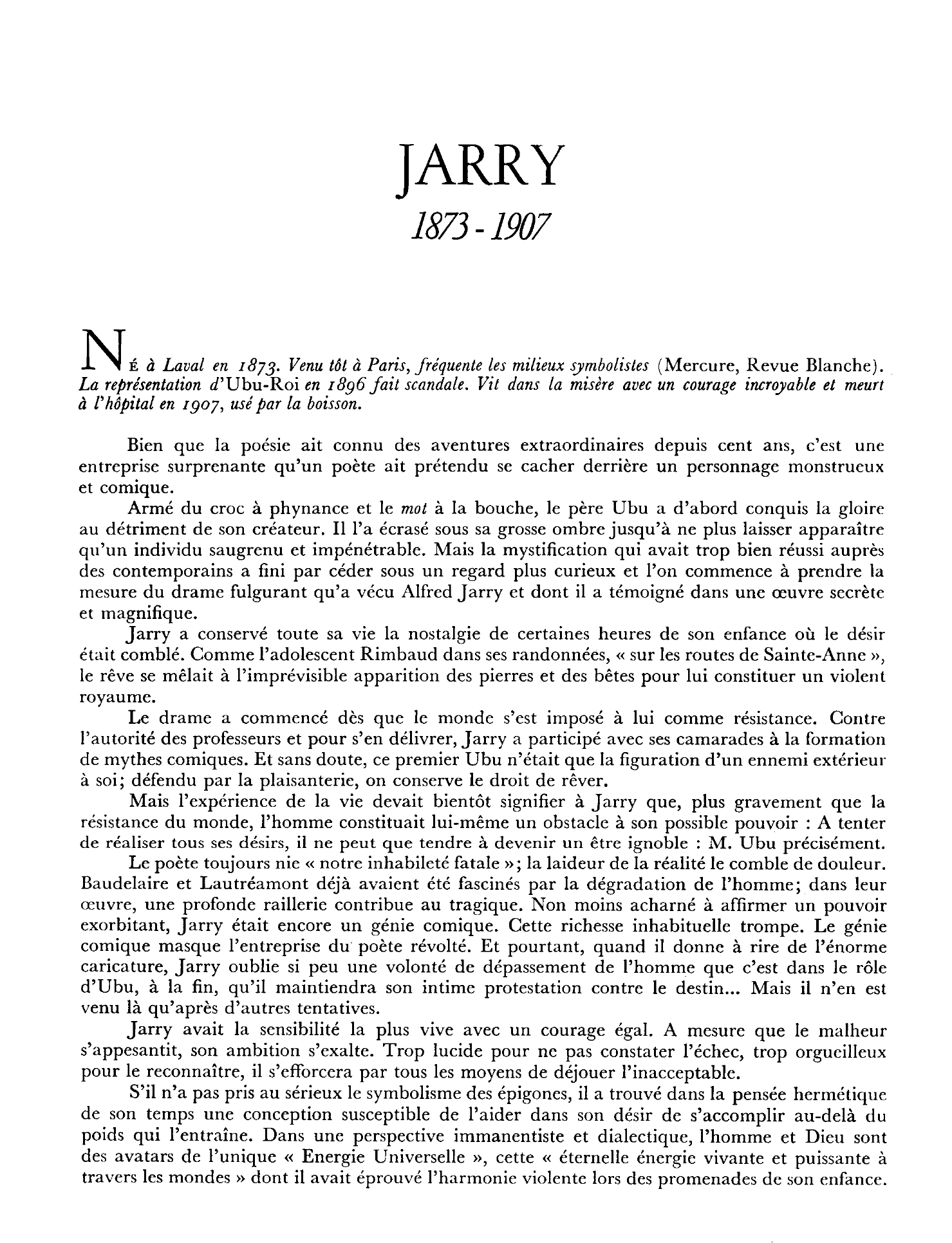 Prévisualisation du document Biographie d'Alfred JARRY