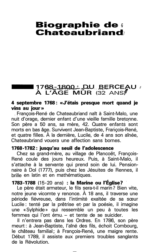 Prévisualisation du document Biographie de Chateaubriand