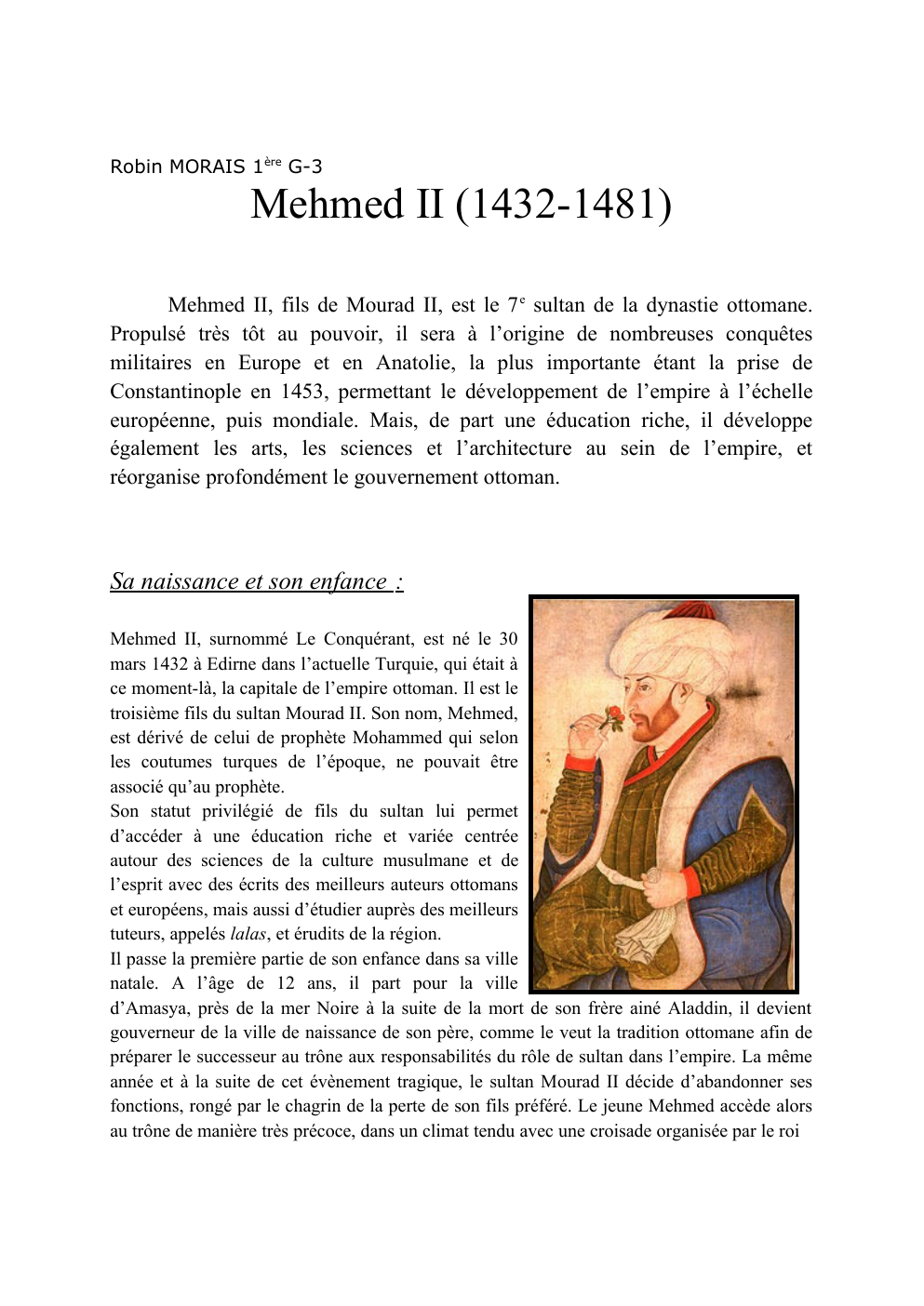 Prévisualisation du document Biographie de Mehmed II