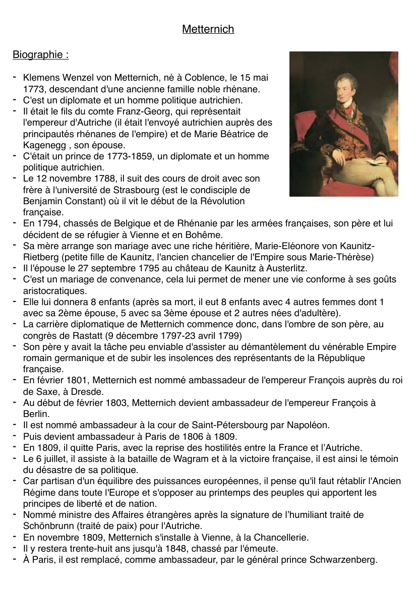 Prévisualisation du document Biographie de Metternich