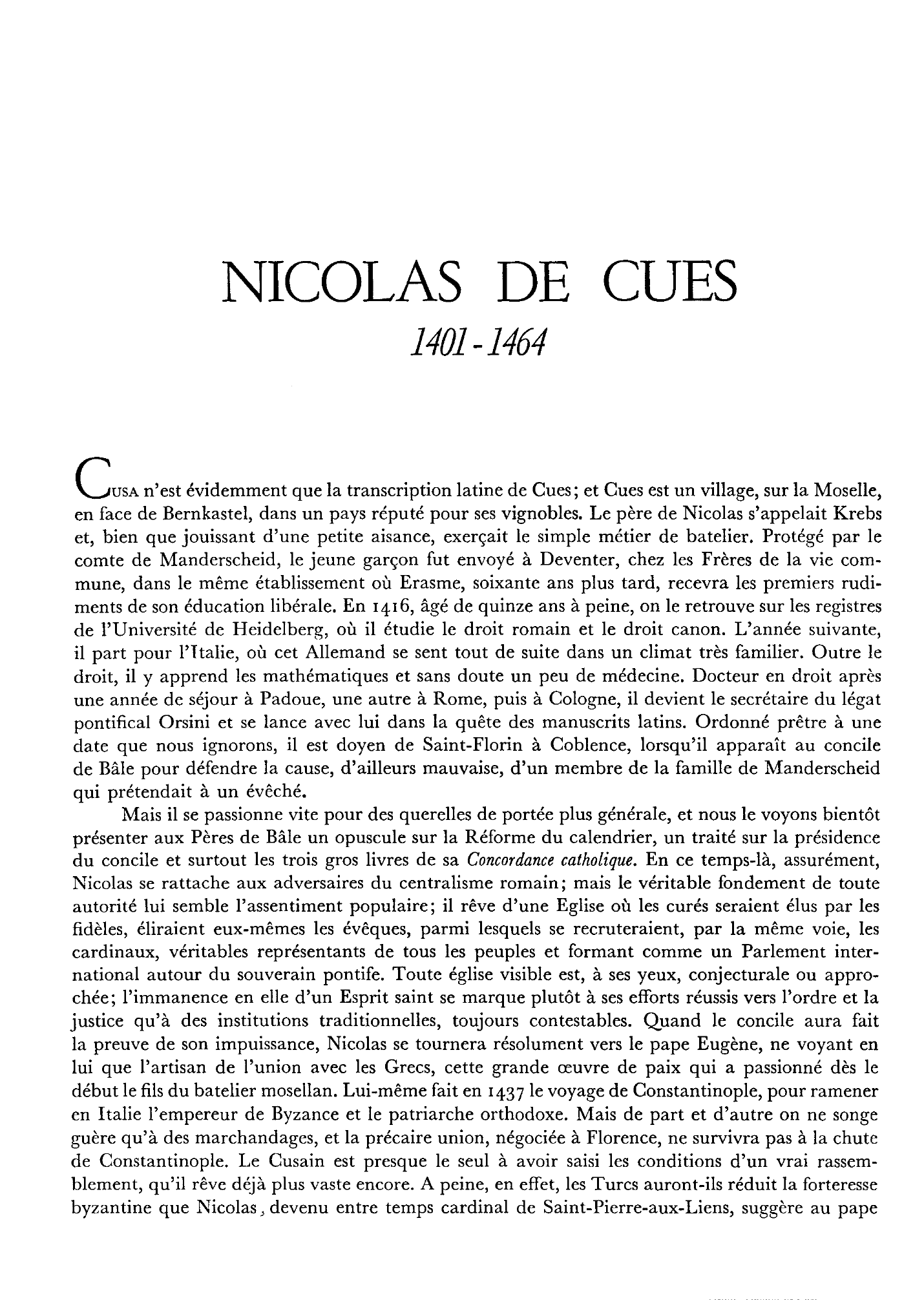 Prévisualisation du document Biographie de NICOLAS DE CUES