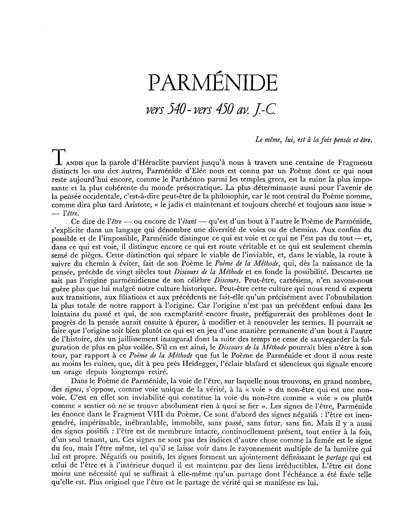 Prévisualisation du document Biographie de PARMÉNIDE D'ÉLÉE.