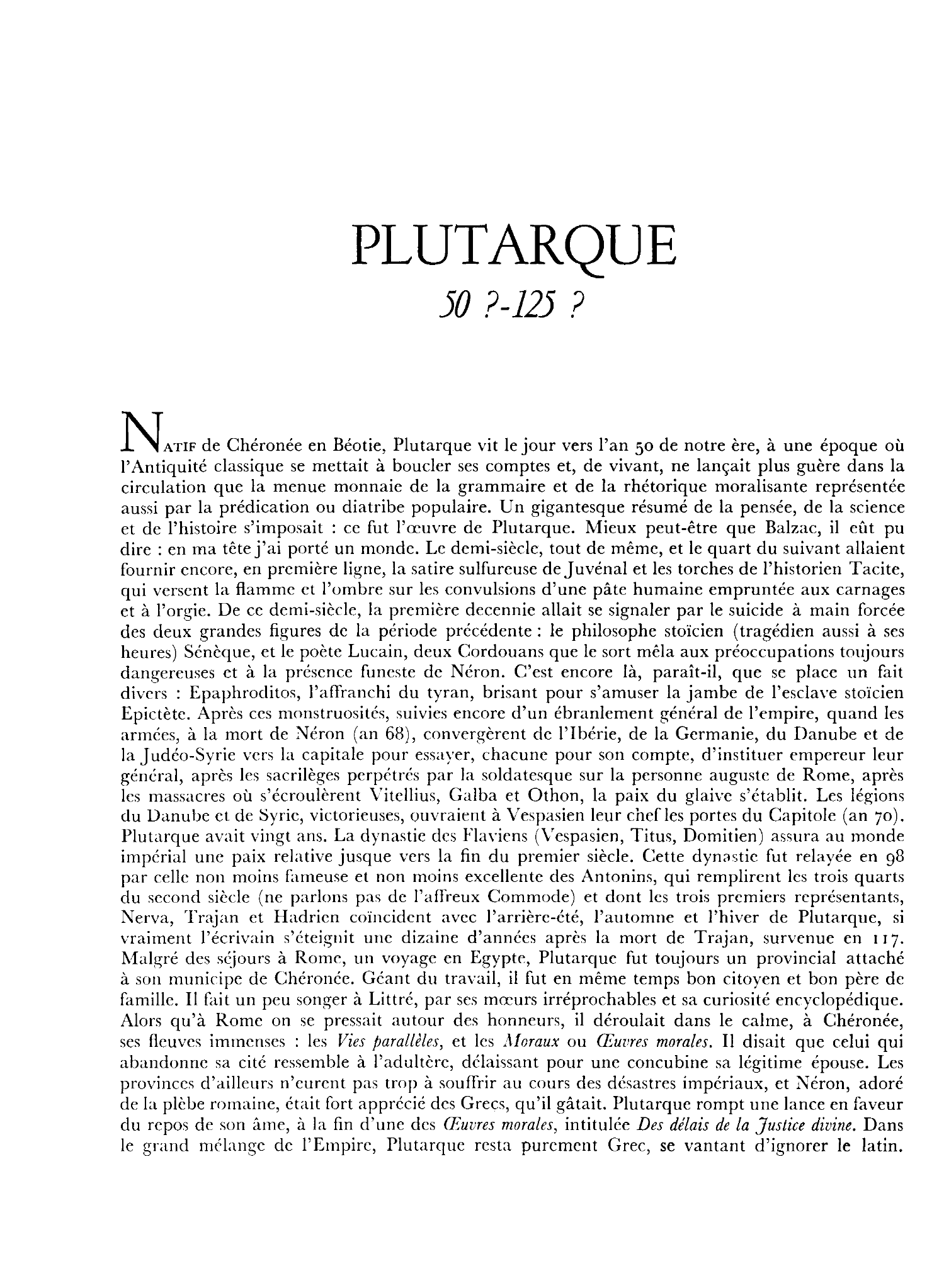 Prévisualisation du document Biographie de PLUTARQUE.