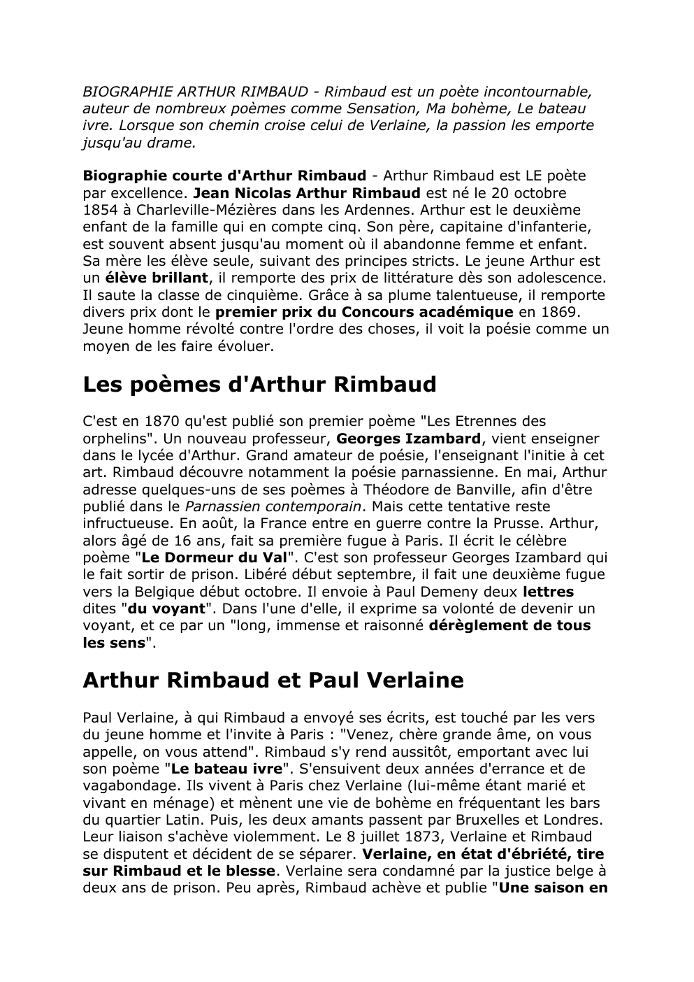 Prévisualisation du document Biographie de Rimbaud