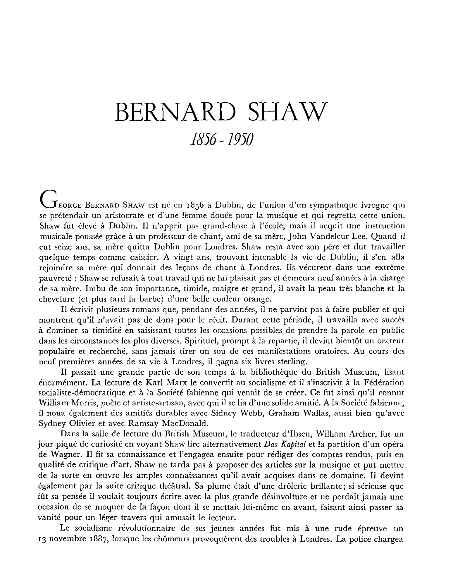 Prévisualisation du document Biographie: George Bernard Shaw