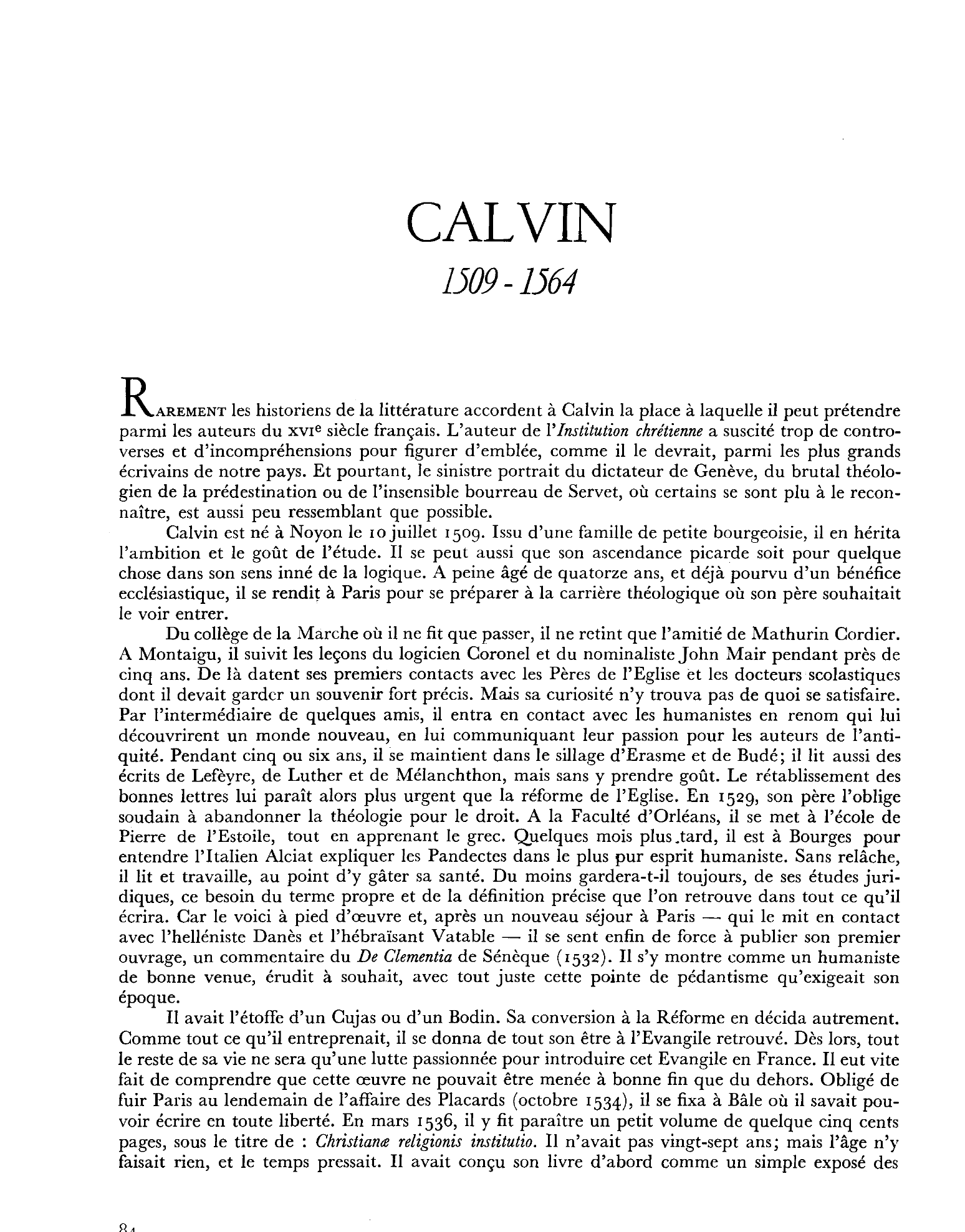Prévisualisation du document Biographie: Jean CALVIN