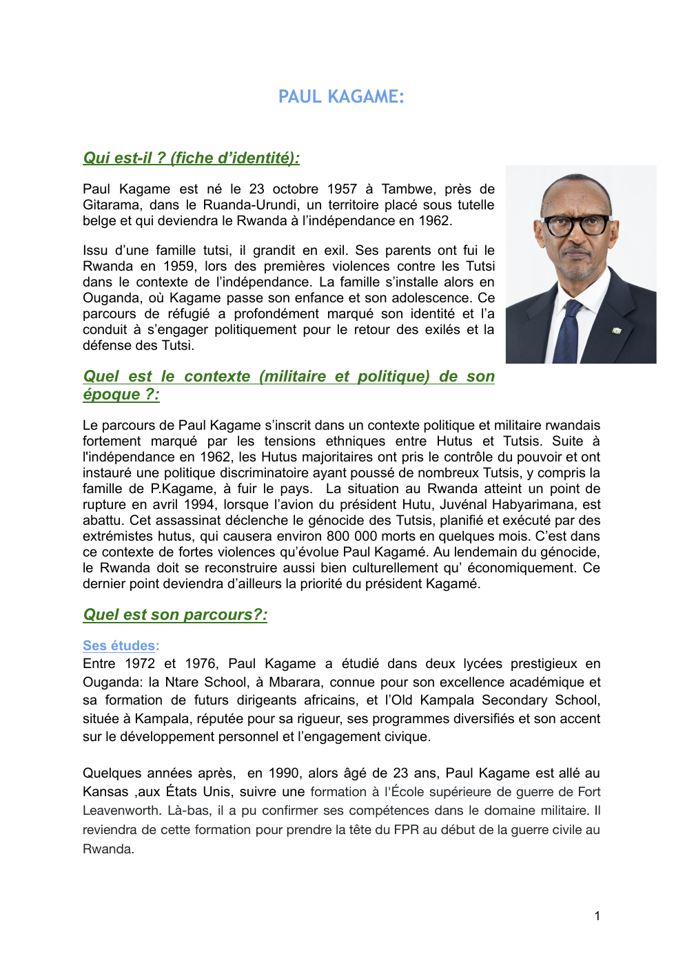 Prévisualisation du document Biographie Paul Kagamé