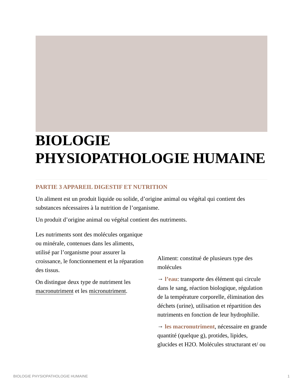 Prévisualisation du document BIOLOGIE PHYSIOPATHOLOGIE HUMAINE PARTIE 3 APPAREIL DIGESTIF ET NUTRITION