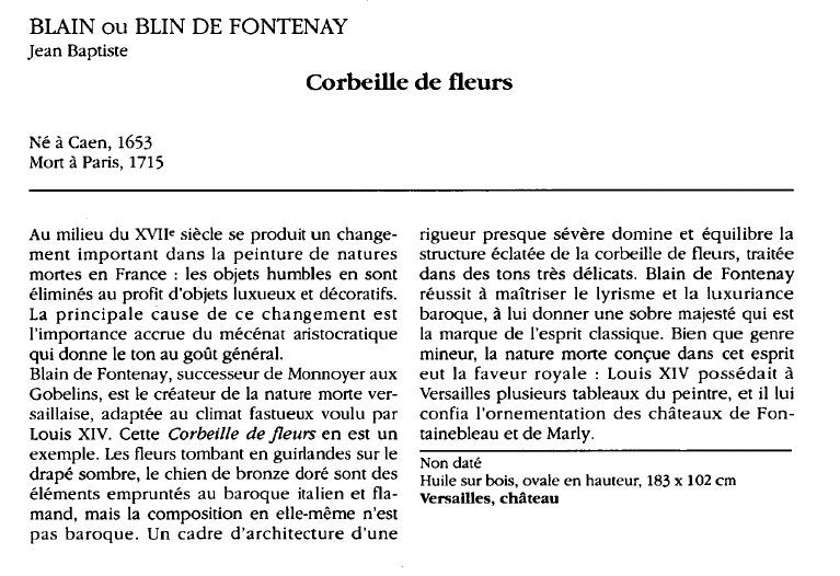 Prévisualisation du document BLAIN ou BLIN DE FONTENAYJean Baptiste:Corbeille de fleurs.