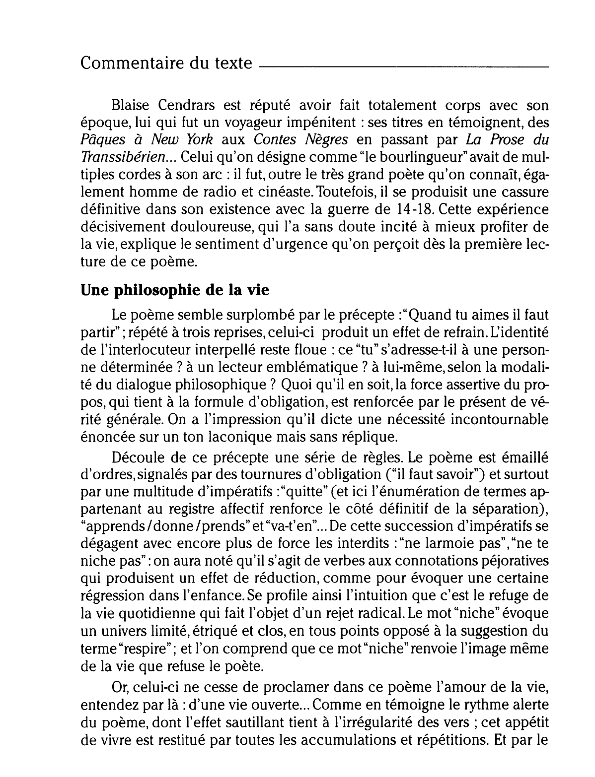 Prévisualisation du document Blaise CENDRARS : TU ES PLUS BELLE QUE LE CIEL ET LA MER (COMMENTAIRE)