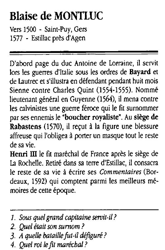 Prévisualisation du document Blaise de MONTLUC