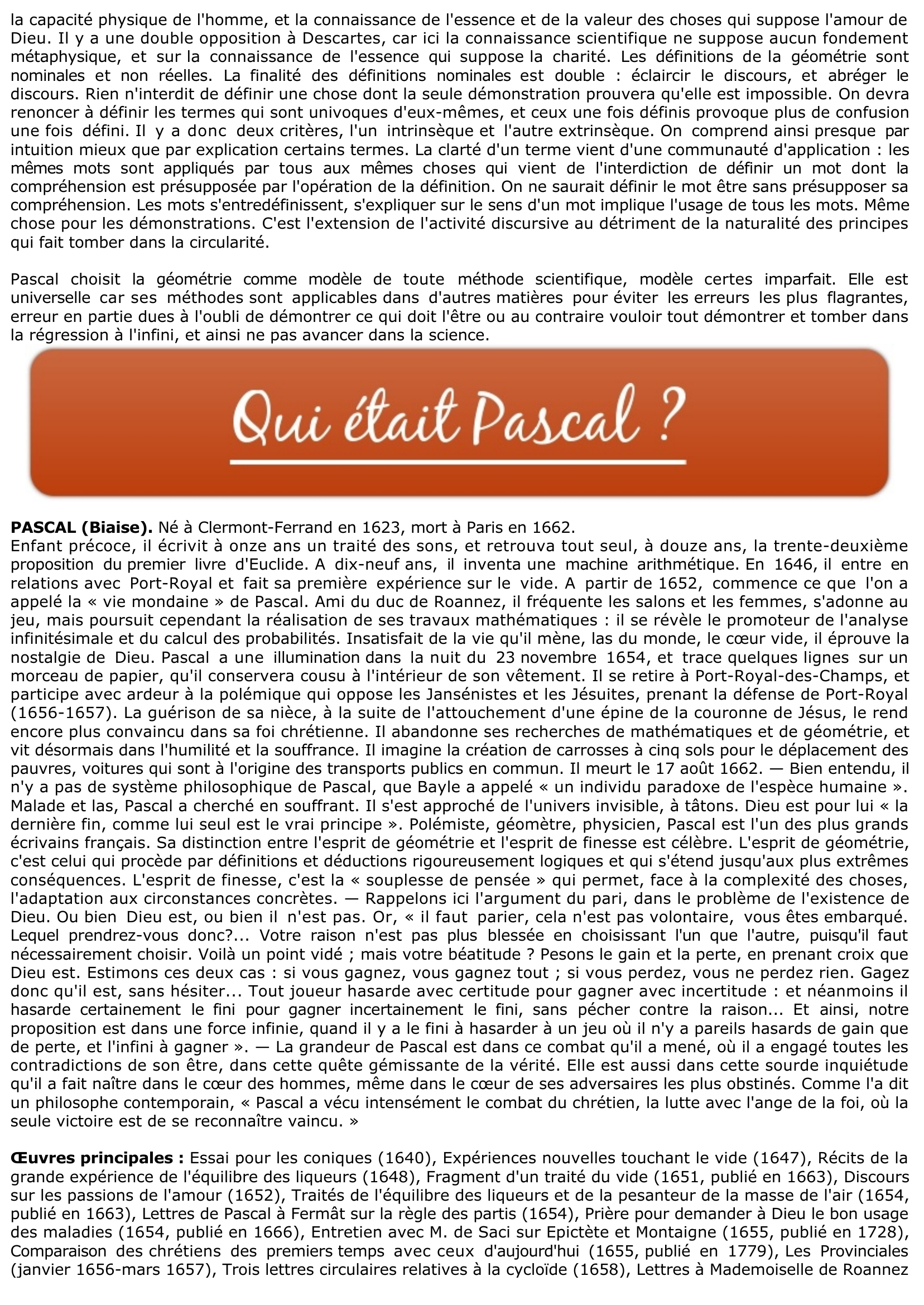 Prévisualisation du document BLAISE PASCAL et la géométrie