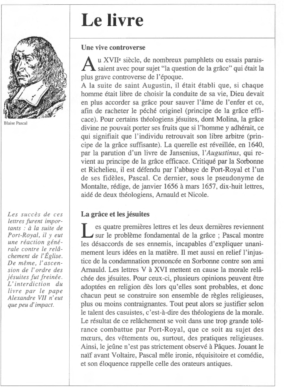 Prévisualisation du document Blaise PASCAL : Les Provinciales