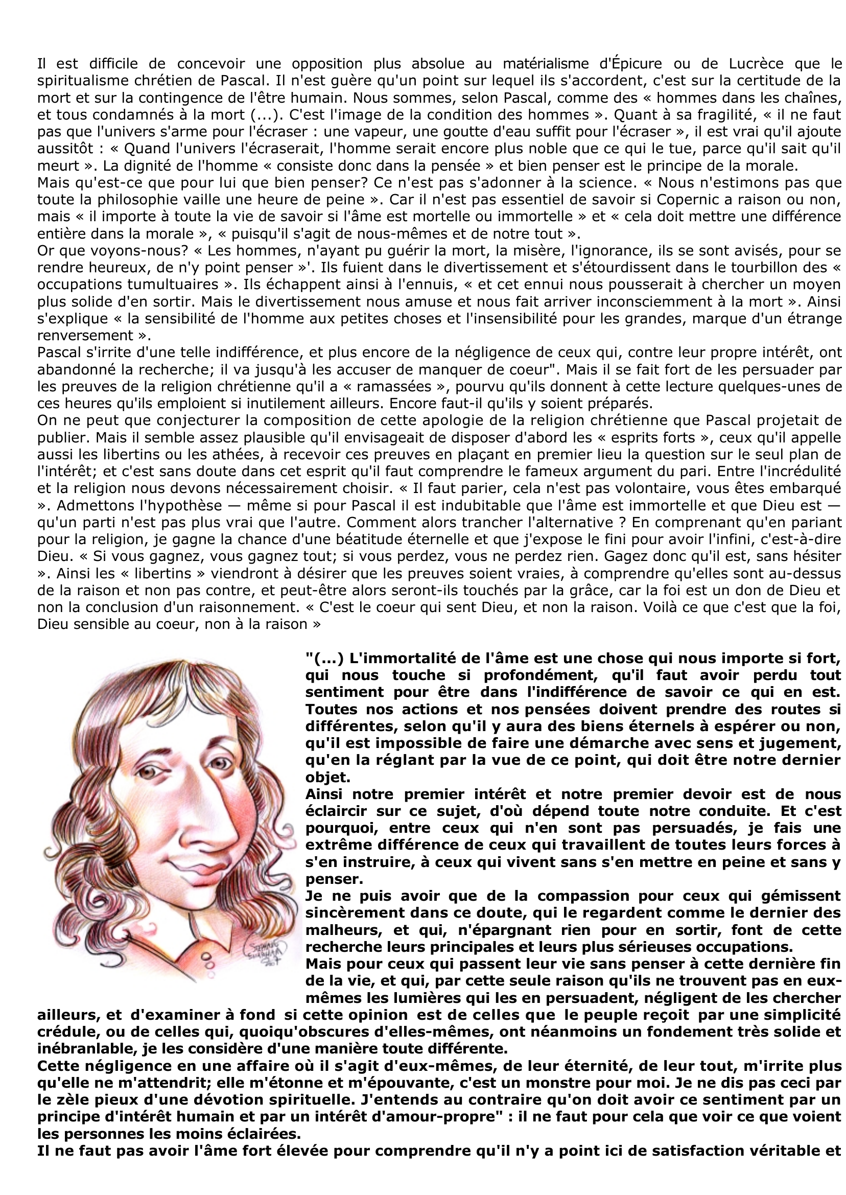 Prévisualisation du document Blaise PASCAL: Quelque condition qu'on se figure