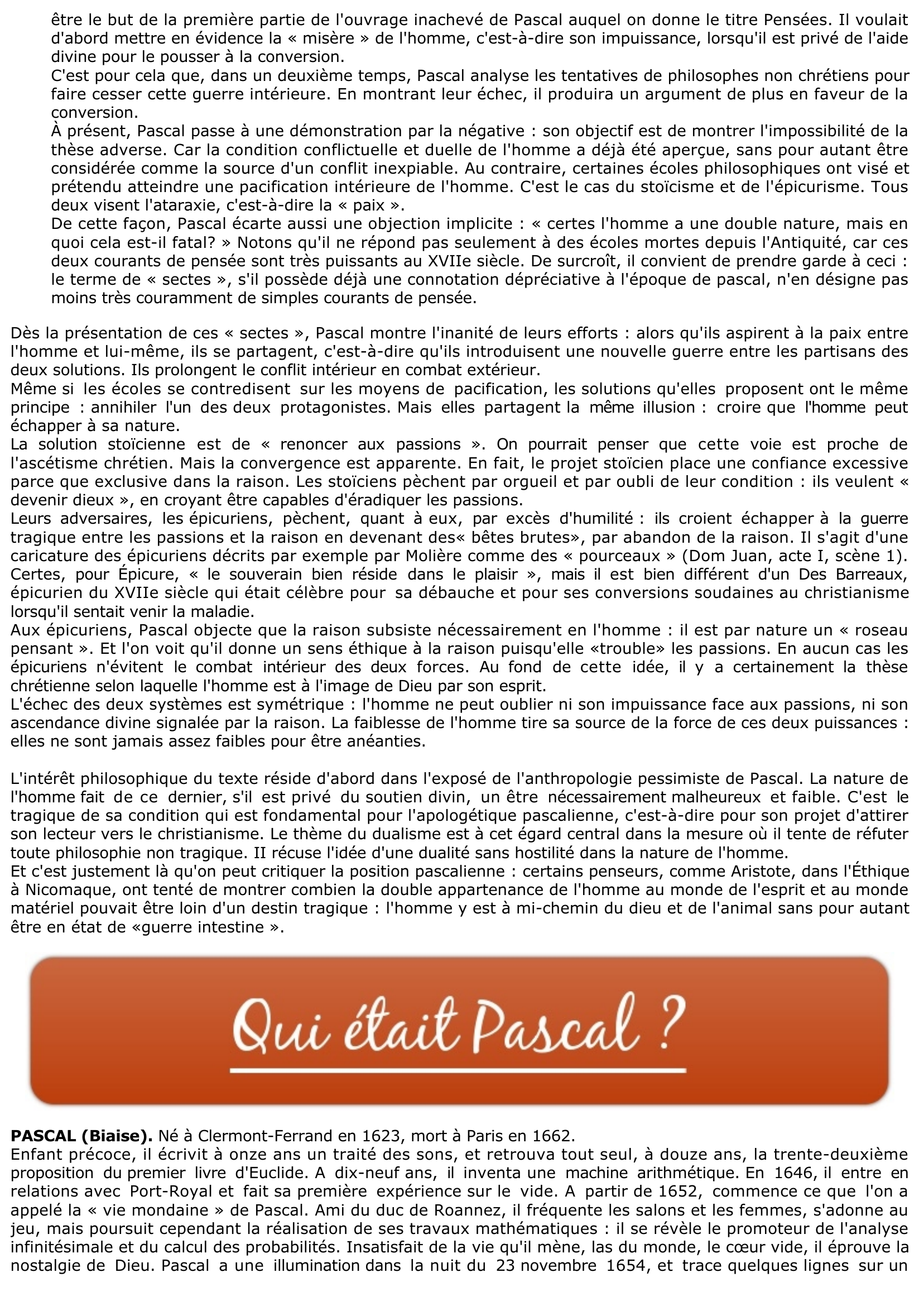 Prévisualisation du document Blaise PASCAL: Raison & passions