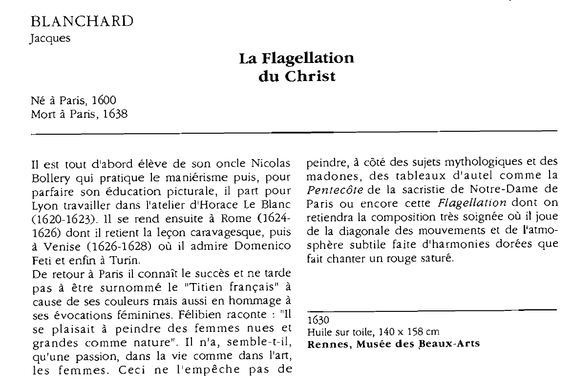 Prévisualisation du document BLANCHARD Jacques : La Flagellation du Christ