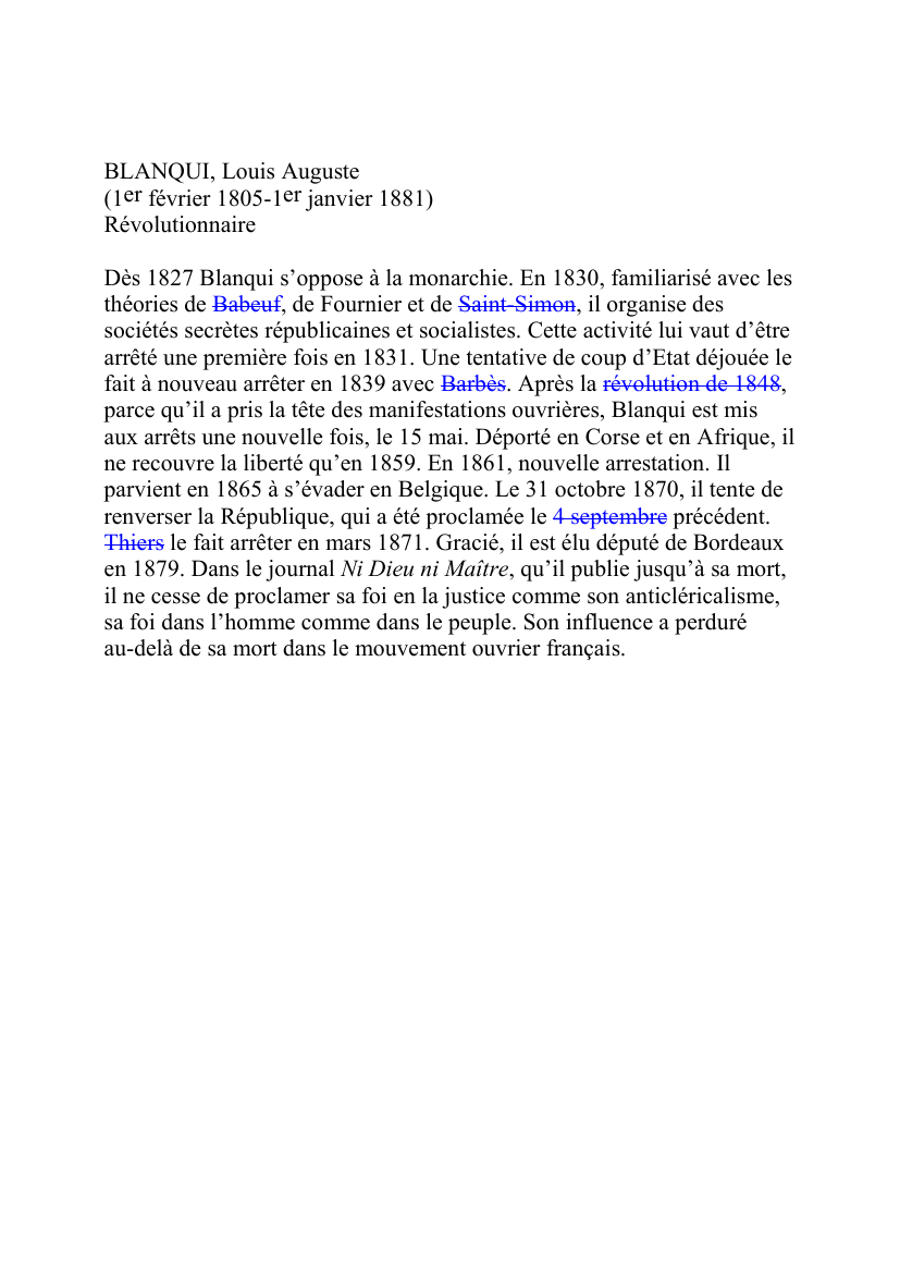 Prévisualisation du document BLANQUI, Louis Auguste (1er février 1805-1er janvier 1881)