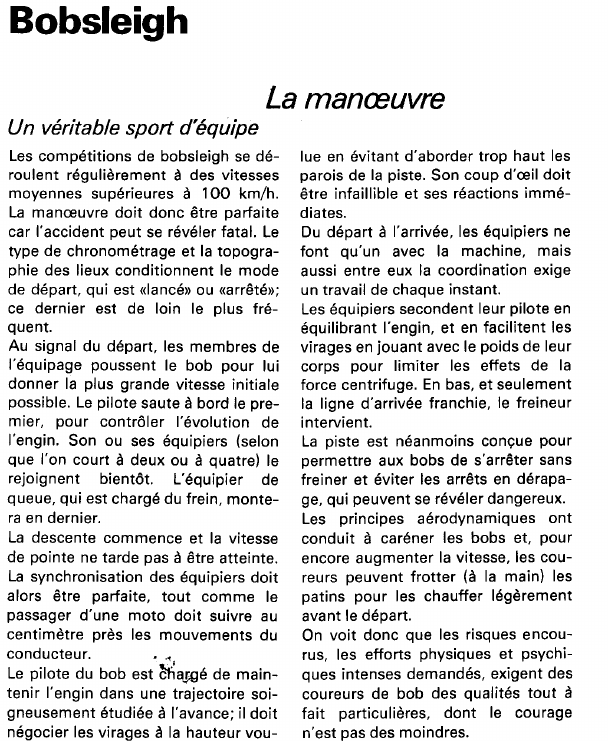 Prévisualisation du document Bobsleigh:La manoeuvre (sport).