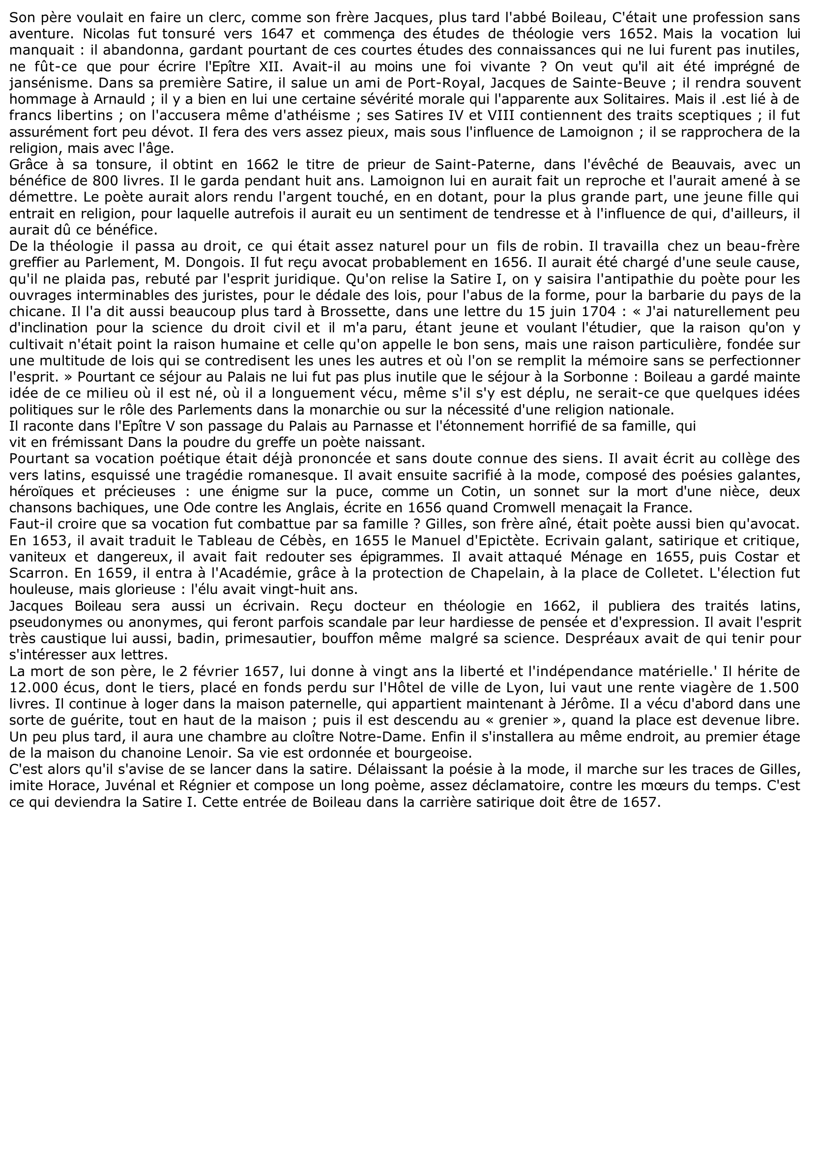 Prévisualisation du document BOILEAU: LA JEUNESSE D'UN PARISIEN