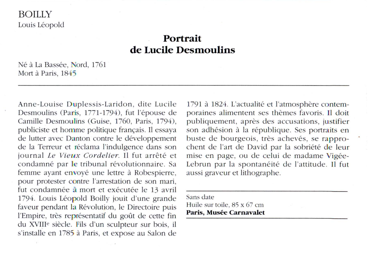 Prévisualisation du document BOILLY Louis Léopold : Portrait de Lucile Desmoulins