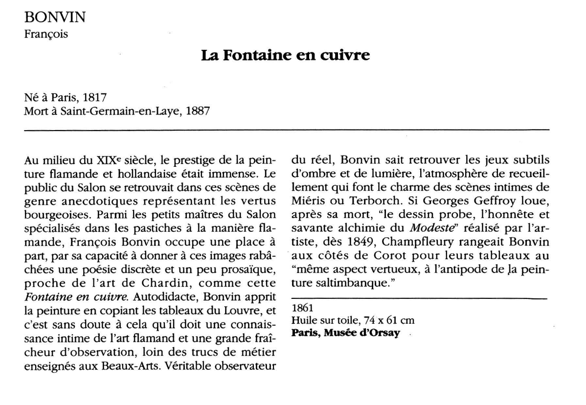 Prévisualisation du document BONVIN François : La Fontaine en cuivre